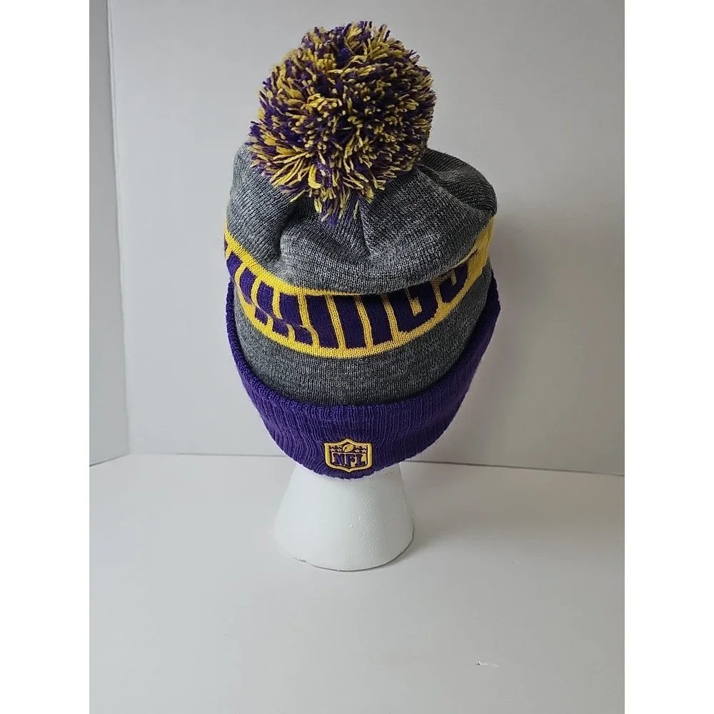 MINNESOTA VIKINGS KNIT POM‎ POM STYLE CUFF STOCKING HAT CAP BEANIE - Picture 3 of 9